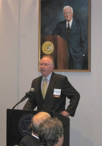 Illinois Supreme Court Chief Justice Thomas L. Kilbridge addresses LSC Board members at Chicago Bar Association