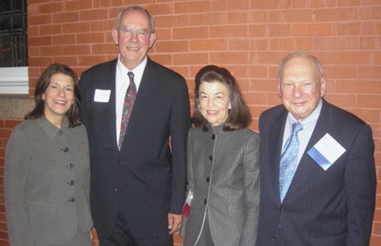 Left to Right: Deborah Hankinson, the Honorable Howard H. Dana, Jr., LSC President Helaine M. Barnett, and Herbert S. Garten.