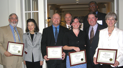 Left to right: C. Michael Zacharias, LSC President Helaine M. Barnett, Charles E. Chapin, Craig Rainey (back row), Catheryn Koss, Drew Edmondson, LSC Board Member David Hall (back row), Linda Edmondson.