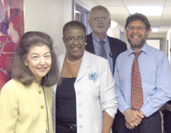 Left to right: LSC President Helaine M. Barnett, Vice President Karen Sarjeant, Program Counsel Mike Genz, and Glenn Shuman, Advocacy Director for Community Legal Services.