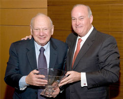 Herbert S. Garten (left) accepts the 2011 Fellows Award from James P. Nolan, president of the National Conference of Bar Presidents.