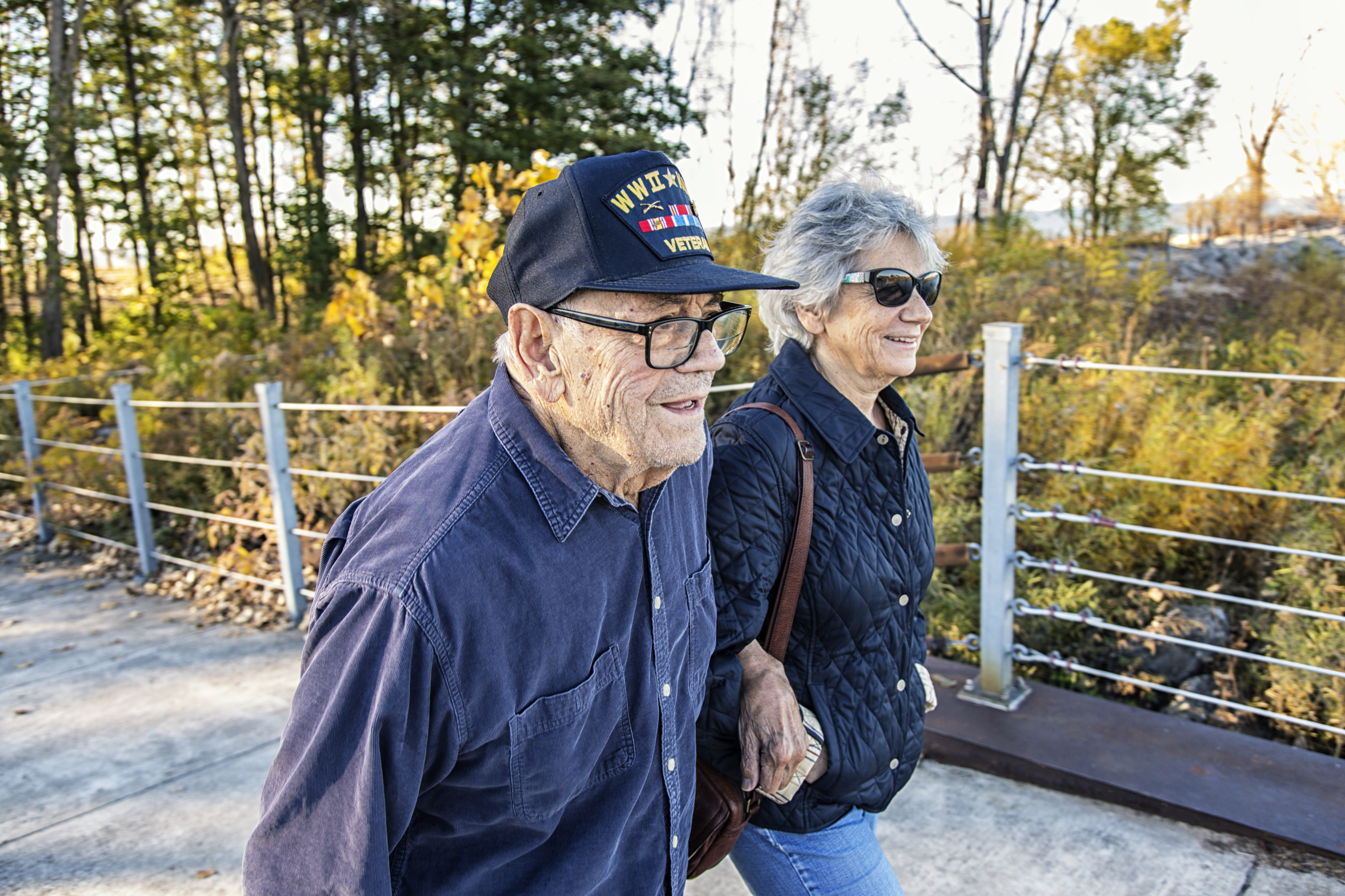 senior veteran walking