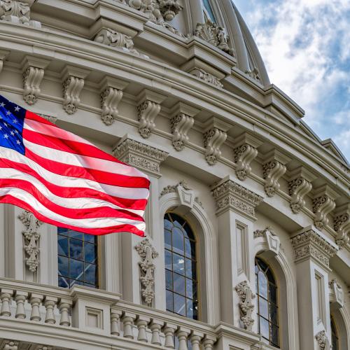 US Capitol Building, with US flag