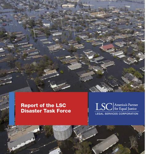 Cover of Disaster Task Force report showing flooded city