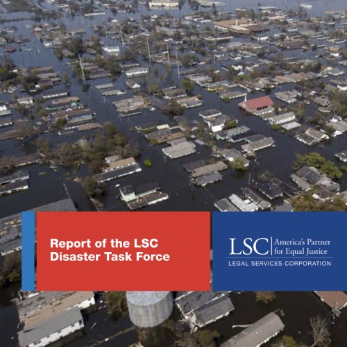 Cover of Disaster Task Force report showing flooded city