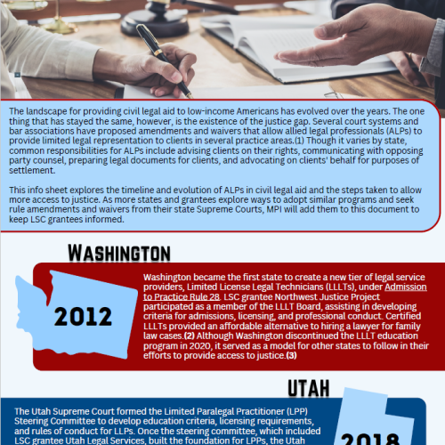 Screenshot of PDF for allied legal professionals info sheet