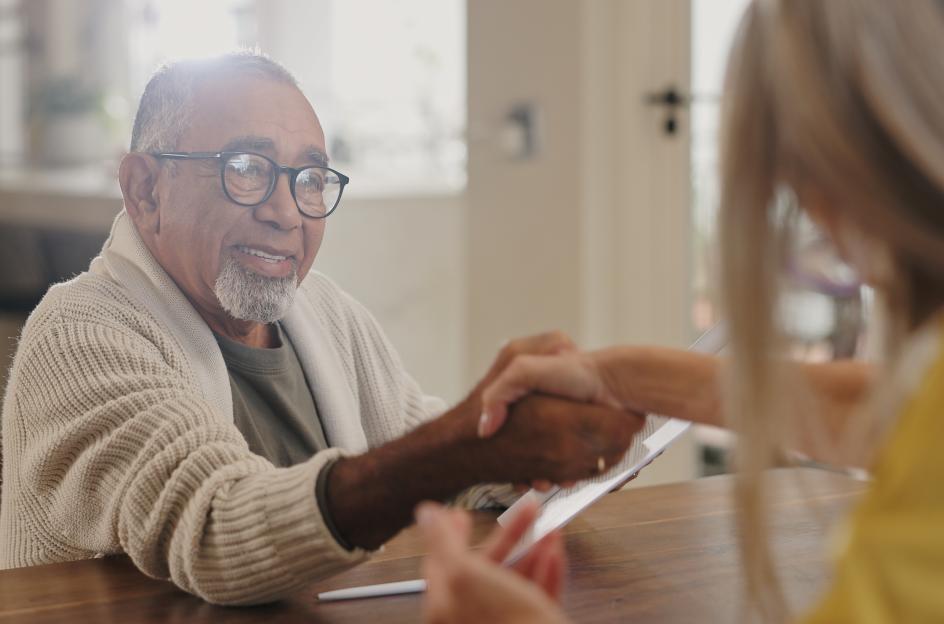 man receiving legal help