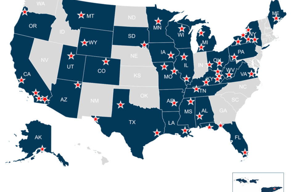 host sites in 30 states