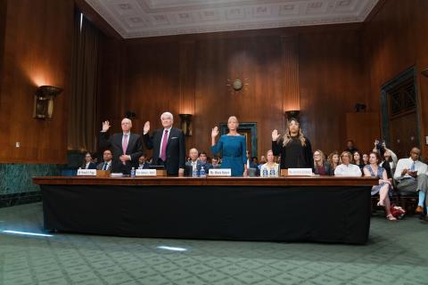 Photo of Ron Flagg and witnesses presenting at the LSC Senate Judiciary Committee hearing