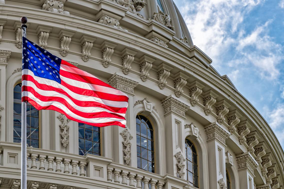 US Capitol Building, with US flag