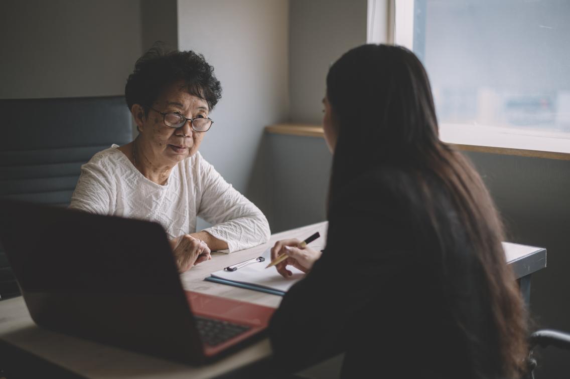 Woman receiving legal help