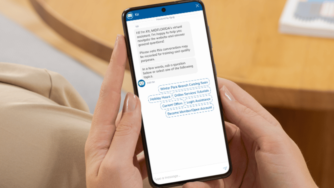 mockup of CLS Mid-Florida's AI chatbot