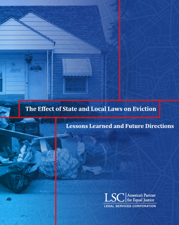 Cover for the eviction study final report, showing a house with belongings strewn in front of it