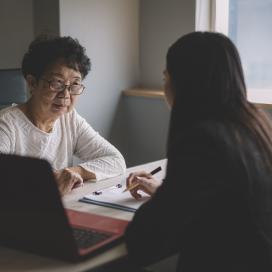 Woman receiving legal help