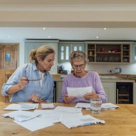 woman reviewing bills